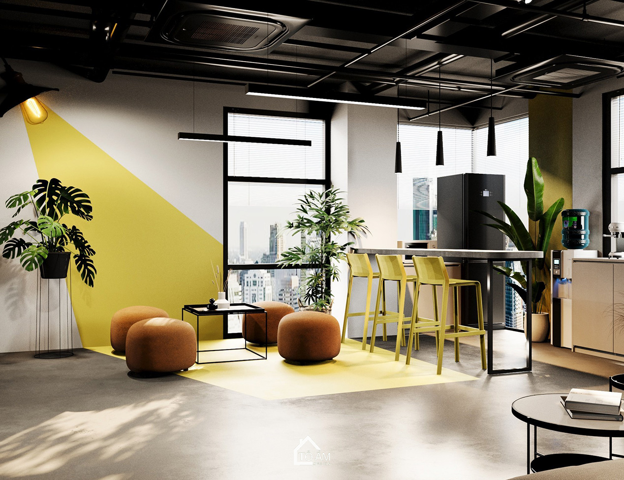 Khu Tea Break - 3D nội thất văn phòng công ty SNP – Tổ Ấm Design