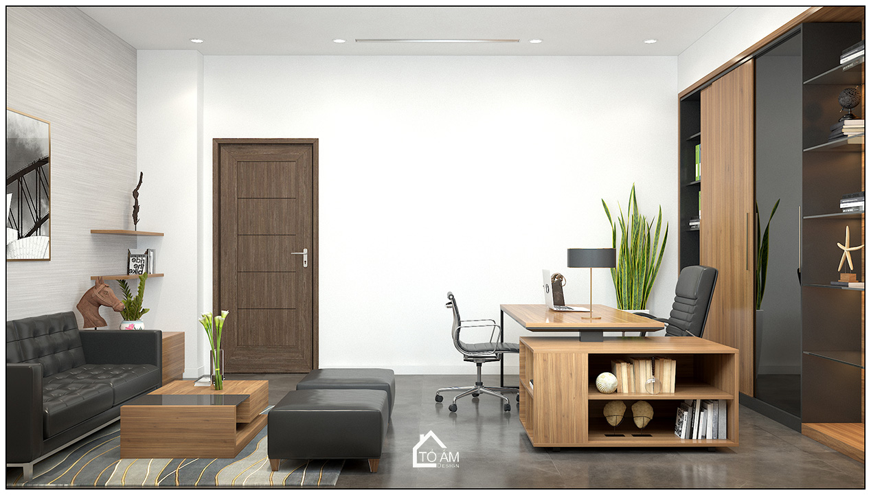 3D phòng chủ tịch văn phòng công ty IEC phong cách hiện đại - 3D nội thất văn phòng công ty - Tổ Ấm Design