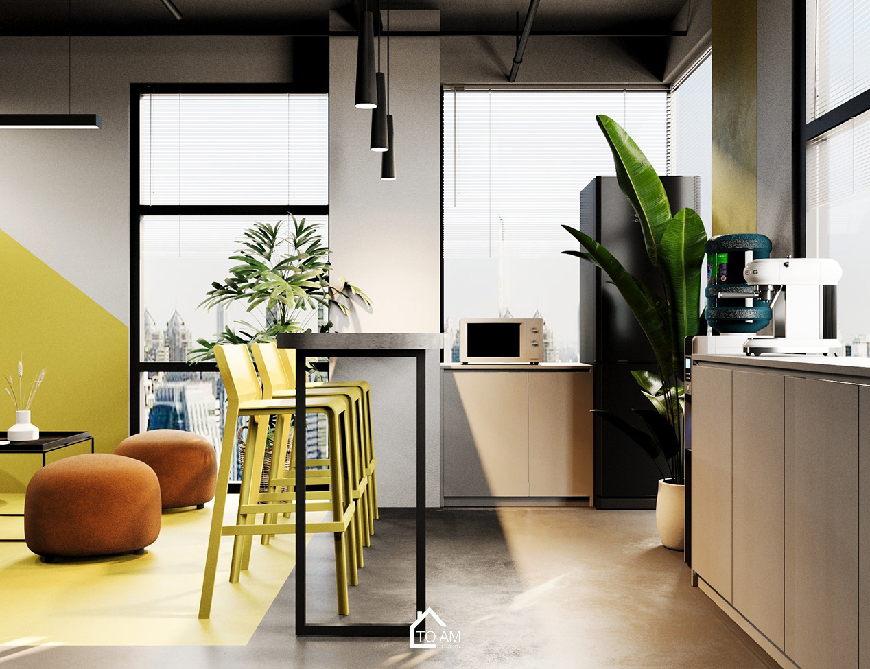 Khu Tea Break - 3D nội thất văn phòng công ty SNP – Tổ Ấm Design