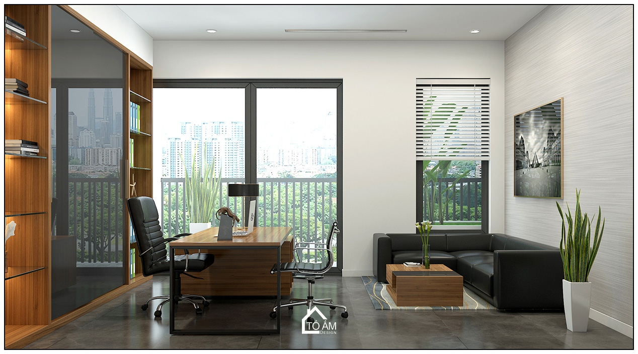 3D phòng giám đốc văn phòng công ty IEC phong cách hiện đại - 3D nội thất văn phòng công ty - Tổ Ấm Design
