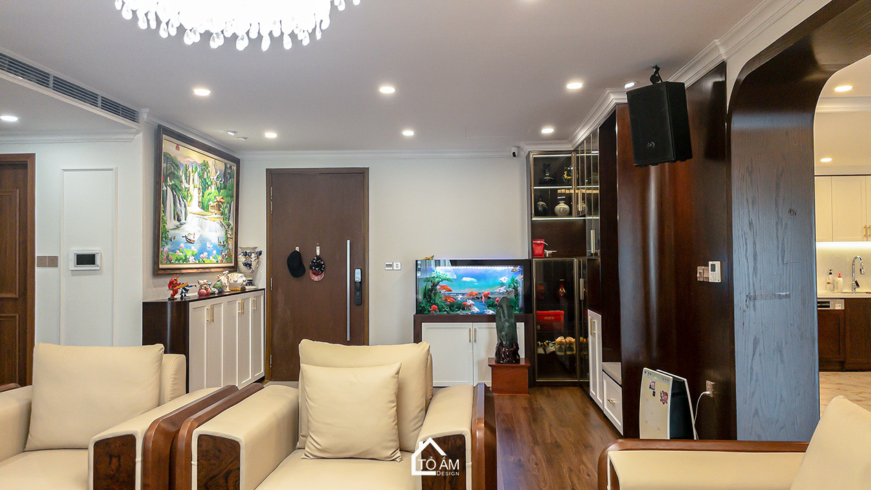 Phòng khách sang trọng – trái tim của căn hộ Chung cư đập thông 4 ngủ Hà Đông - Hoàn thiện Chung cư đập thông 4 ngủ Hà Đông – Mulberry Land - Tổ Ấm Design