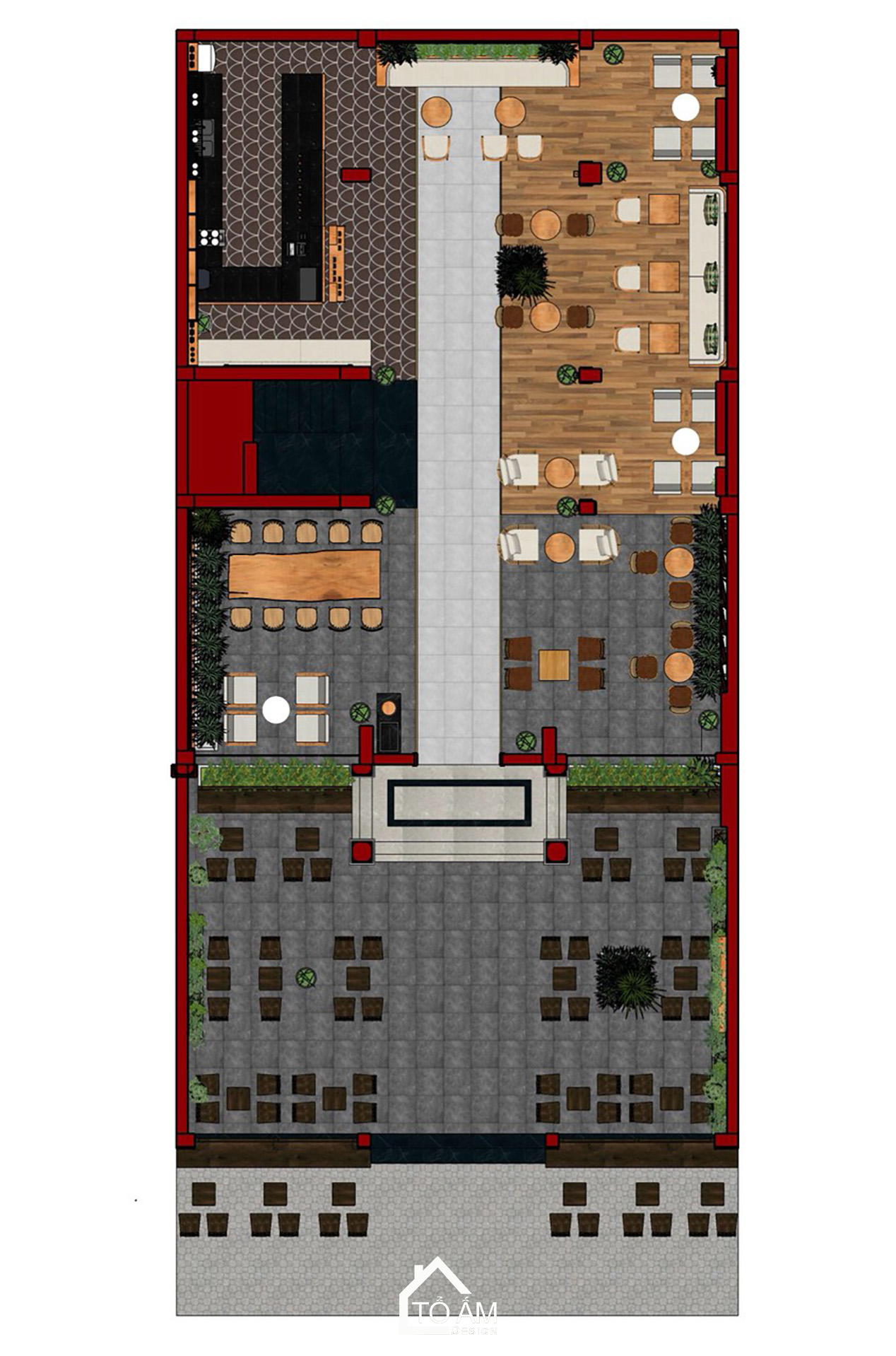 Thiết kế 3D nội thất quán cà phê Yofresh Garden – Tổ Ấm Design