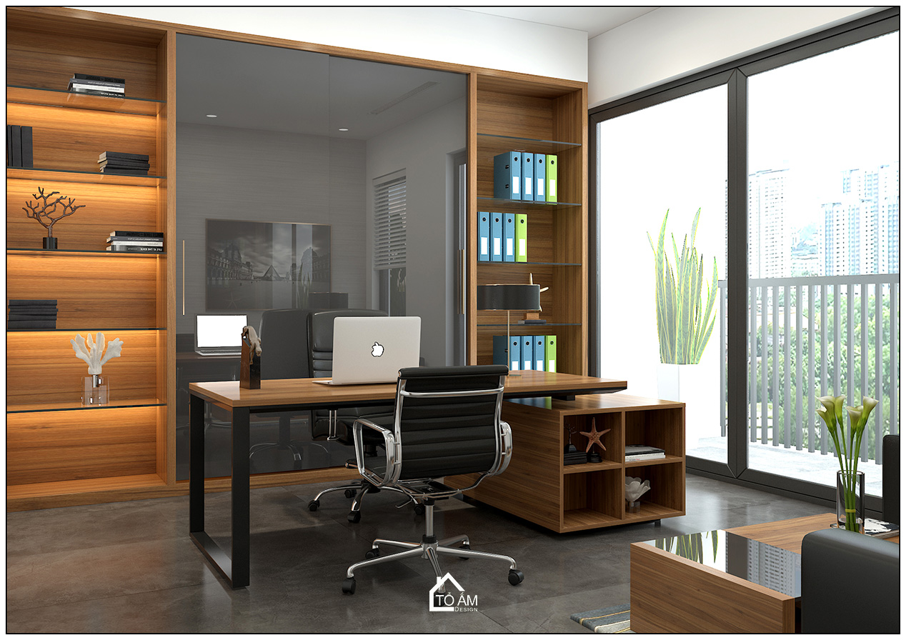 3D phòng giám đốc văn phòng công ty IEC phong cách hiện đại - 3D nội thất văn phòng công ty - Tổ Ấm Design