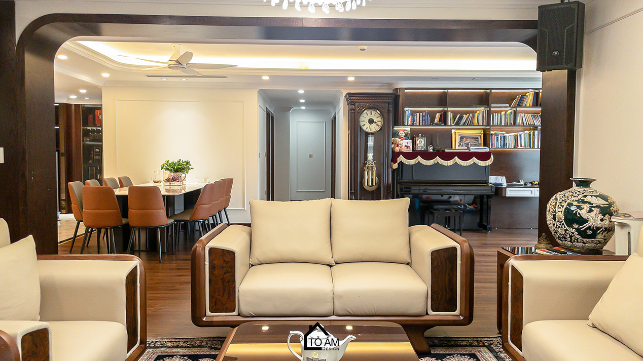 Phòng khách sang trọng – trái tim của căn hộ Chung cư đập thông 4 ngủ Hà Đông - Hoàn thiện Chung cư đập thông 4 ngủ Hà Đông – Mulberry Land - Tổ Ấm Design