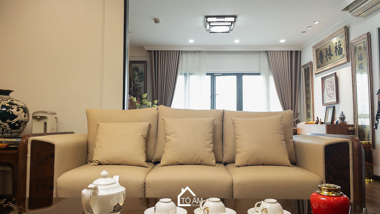 Phòng khách sang trọng – trái tim của căn hộ Chung cư đập thông 4 ngủ Hà Đông - Hoàn thiện Chung cư đập thông 4 ngủ Hà Đông – Mulberry Land - Tổ Ấm Design