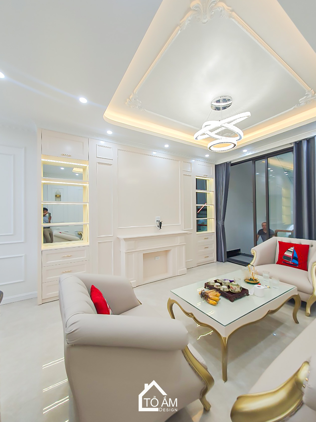 Tầng 2: Phòng khách Neo Classic – Sang trọng nhưng đầy ấm áp - Hoàn thiện Nhà phố 5 tầng chữa lành tại Móng Cái - Tổ Ấm Design