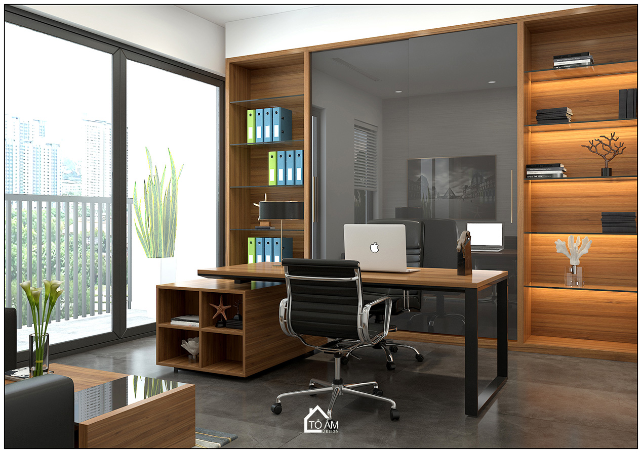 3D phòng phó giám đốc văn phòng công ty IEC phong cách hiện đại - 3D nội thất văn phòng công ty - Tổ Ấm Design