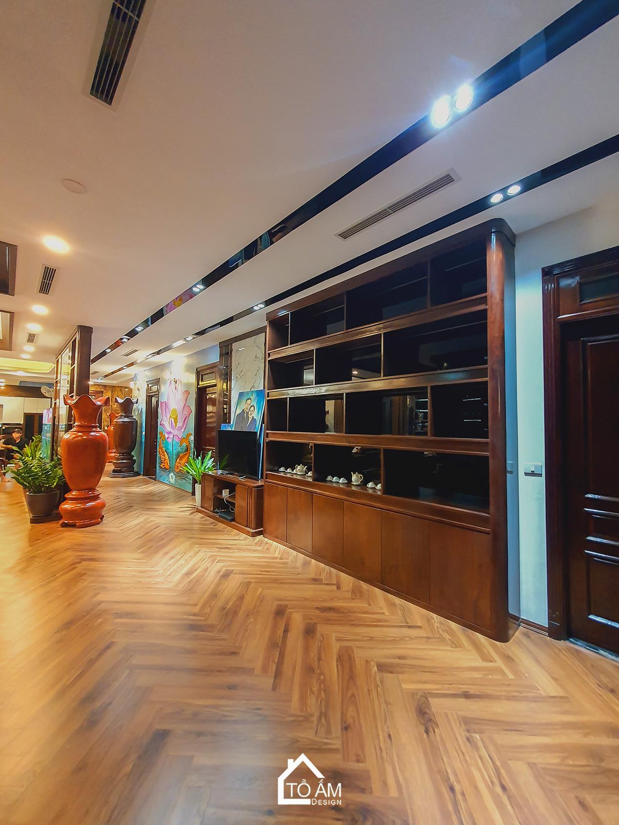 Không gian làm việc Penthouse Gỗ Tự Nhiên, Gỗ óc chó Sang Trọng - Hoàn thiện công trình Penthouse Gỗ Tự Nhiên chú Vui tại Hòa Lạc - Tổ Ấm Design