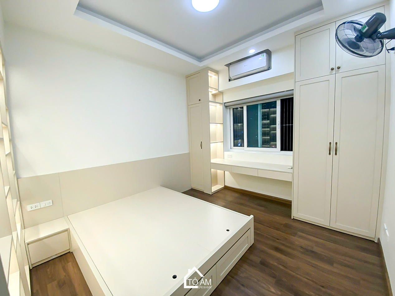 Phòng ngủ 3: Ngọt ngào – Thoáng sáng – Đậm chất Neo-classic - Hoàn thiện Chung cư 3 ngủ Cienco Thanh Xuân, Hoàng Đạo Thúy - Tổ Ấm Design