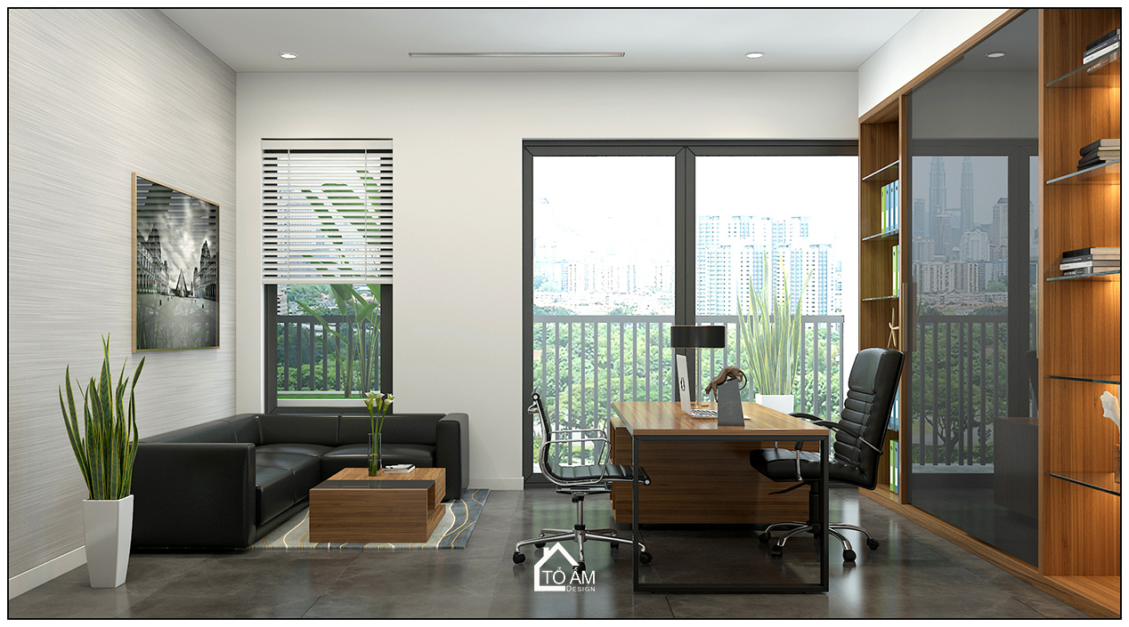 3D phòng phó giám đốc văn phòng công ty IEC phong cách hiện đại - 3D nội thất văn phòng công ty - Tổ Ấm Design