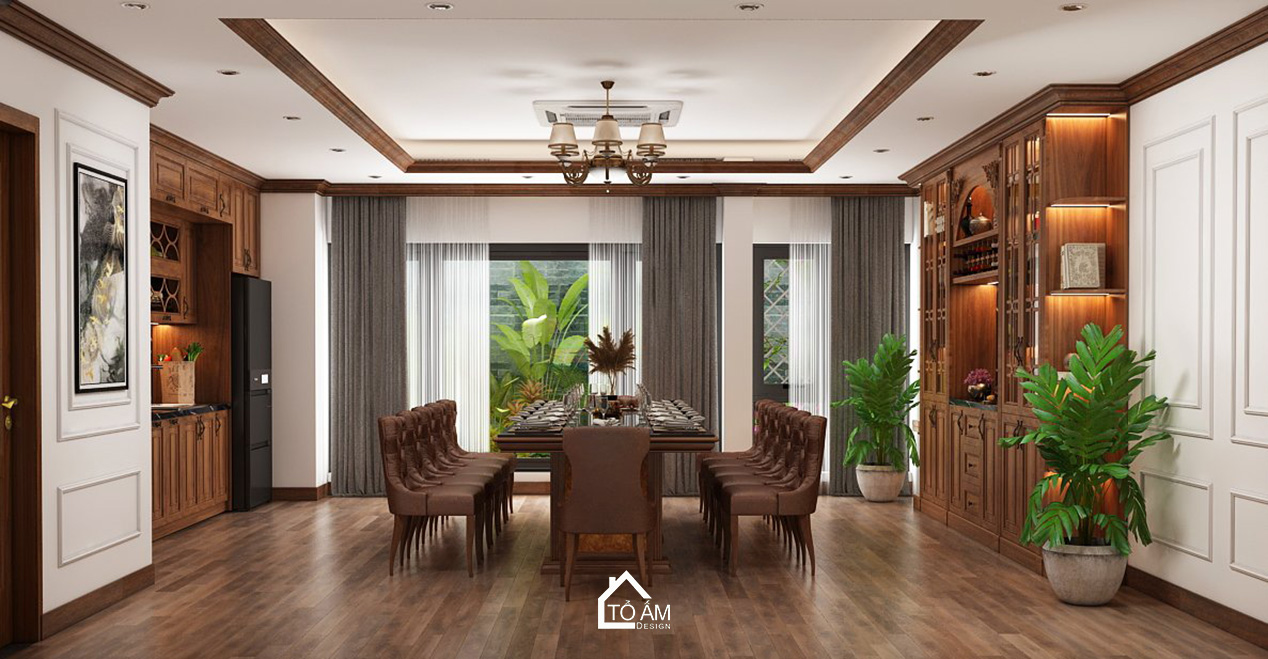 Phòng bếp văn phòng phong cách Tân cổ điển sang trọng - 3D nội thất văn phòng công ty PTM – Tổ Ấm Design