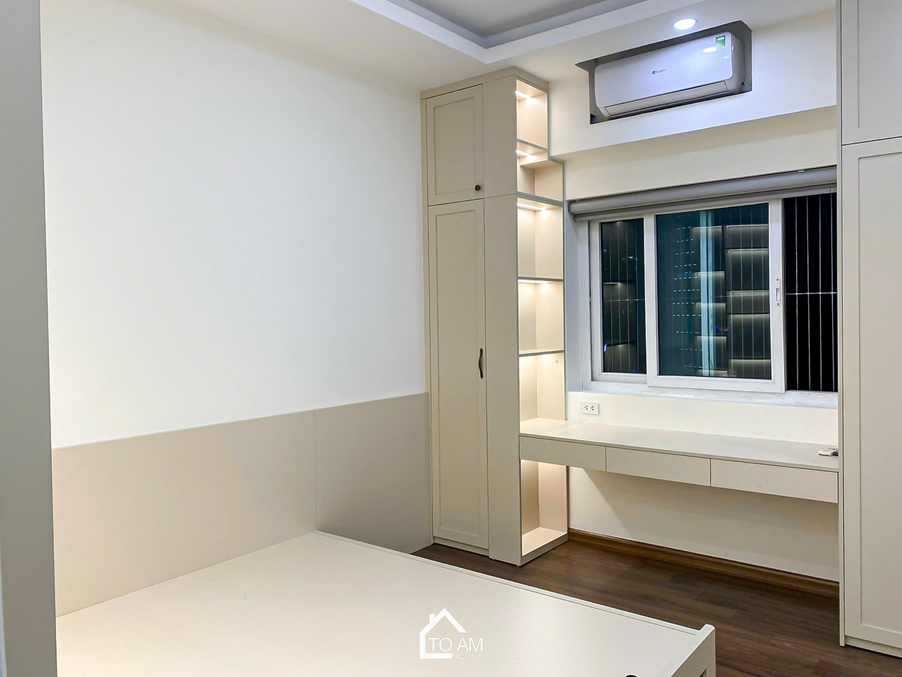 Phòng ngủ 3: Ngọt ngào – Thoáng sáng – Đậm chất Neo-classic - Hoàn thiện Chung cư 3 ngủ Cienco Thanh Xuân, Hoàng Đạo Thúy - Tổ Ấm Design