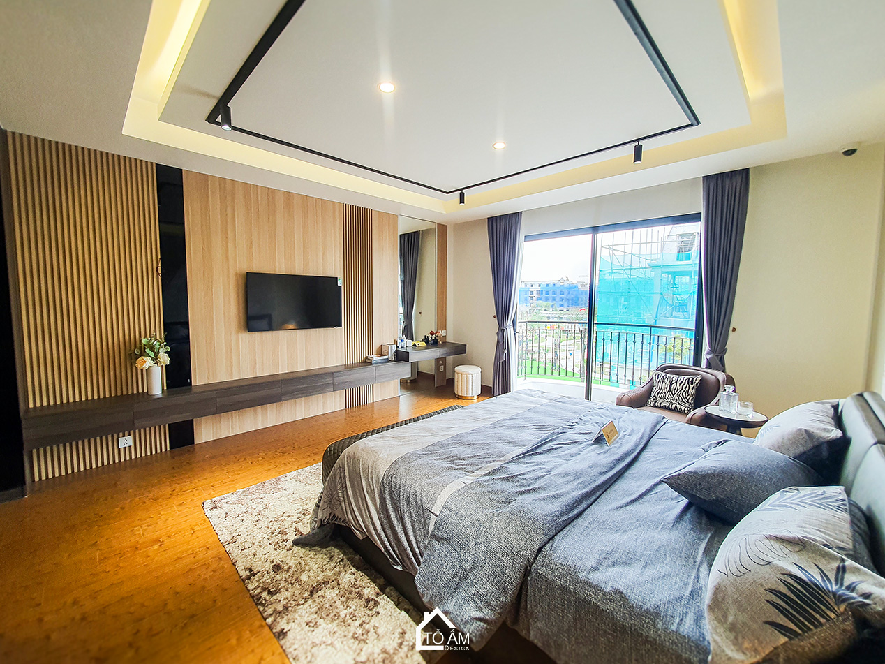 Tầng 3: Phòng ngủ master & phòng làm việc – Hoàn thiện Nhà mẫu Vinhomes Golden Avenue Móng Cái - Không gian nhà phố chữa lành - Tổ Ấm Design