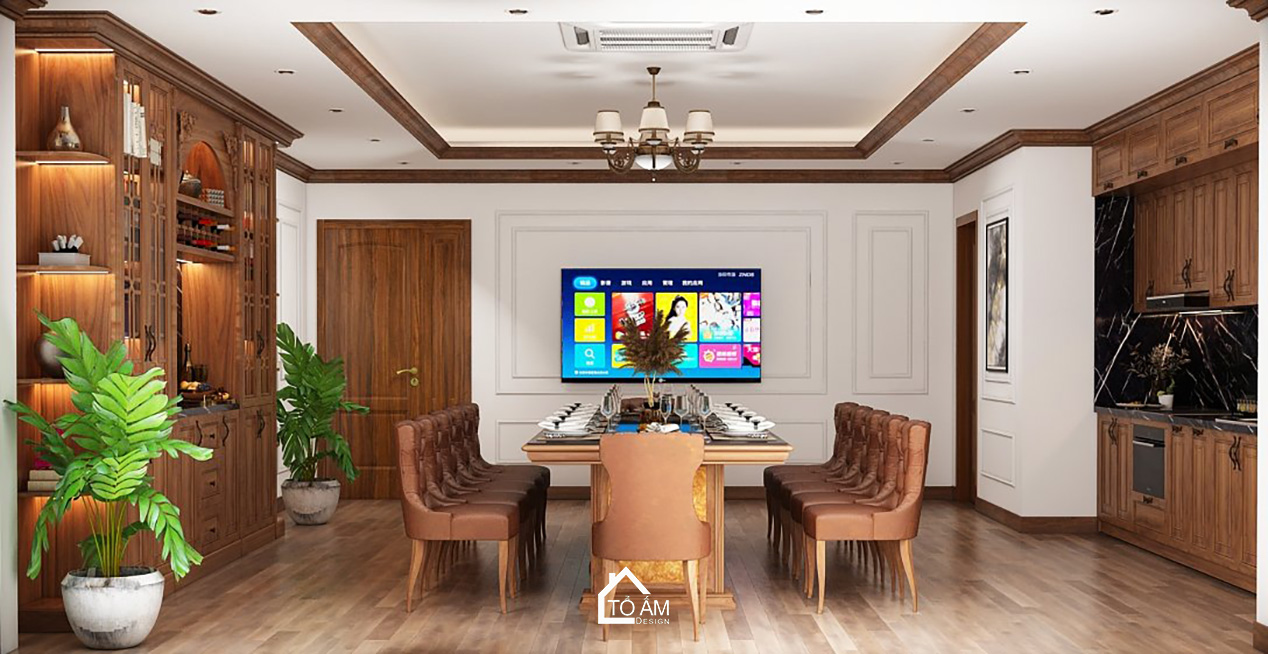 Phòng bếp văn phòng phong cách Tân cổ điển sang trọng - 3D nội thất văn phòng công ty PTM – Tổ Ấm Design