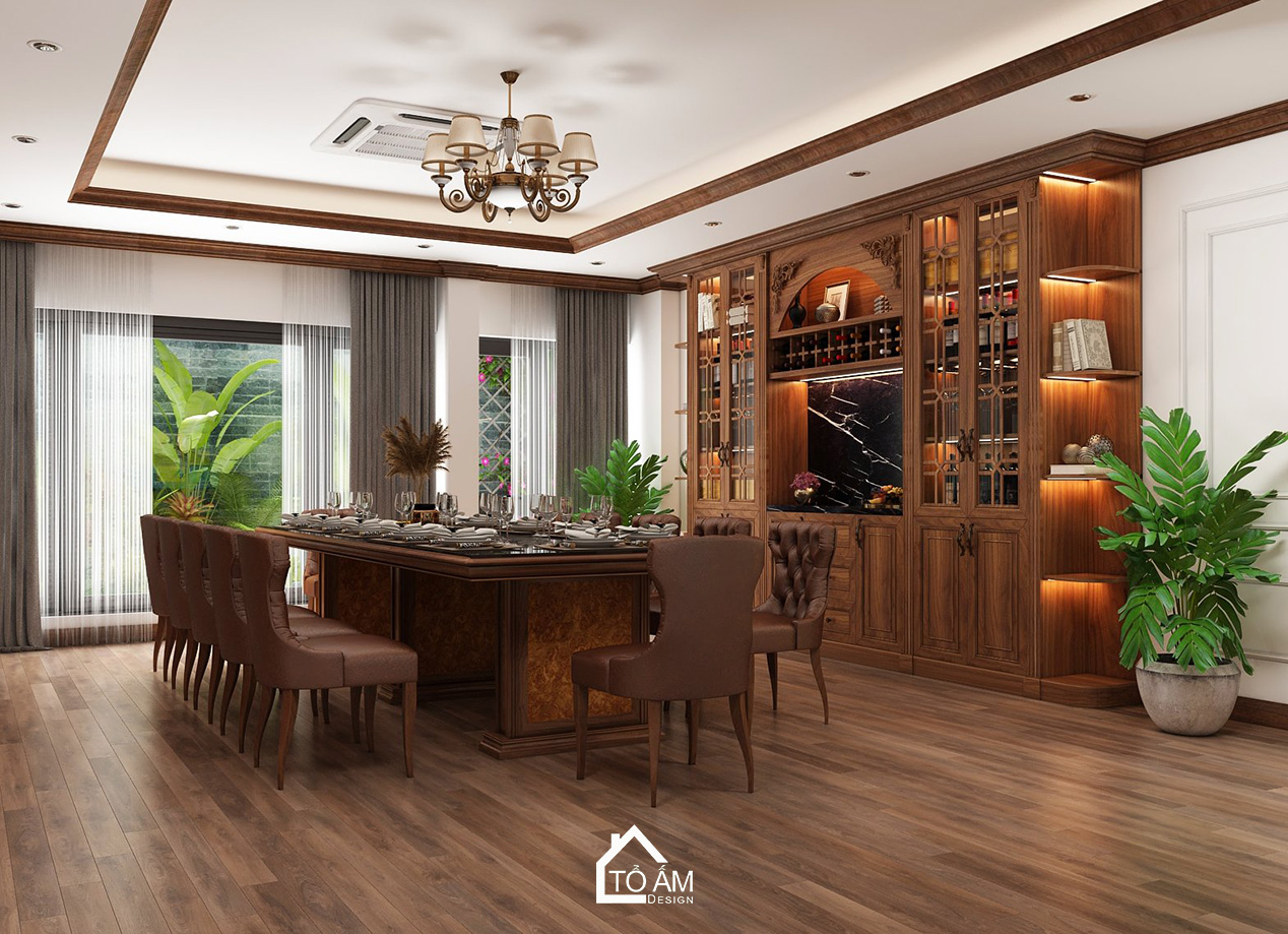 Phòng bếp văn phòng phong cách Tân cổ điển sang trọng - 3D nội thất văn phòng công ty PTM – Tổ Ấm Design