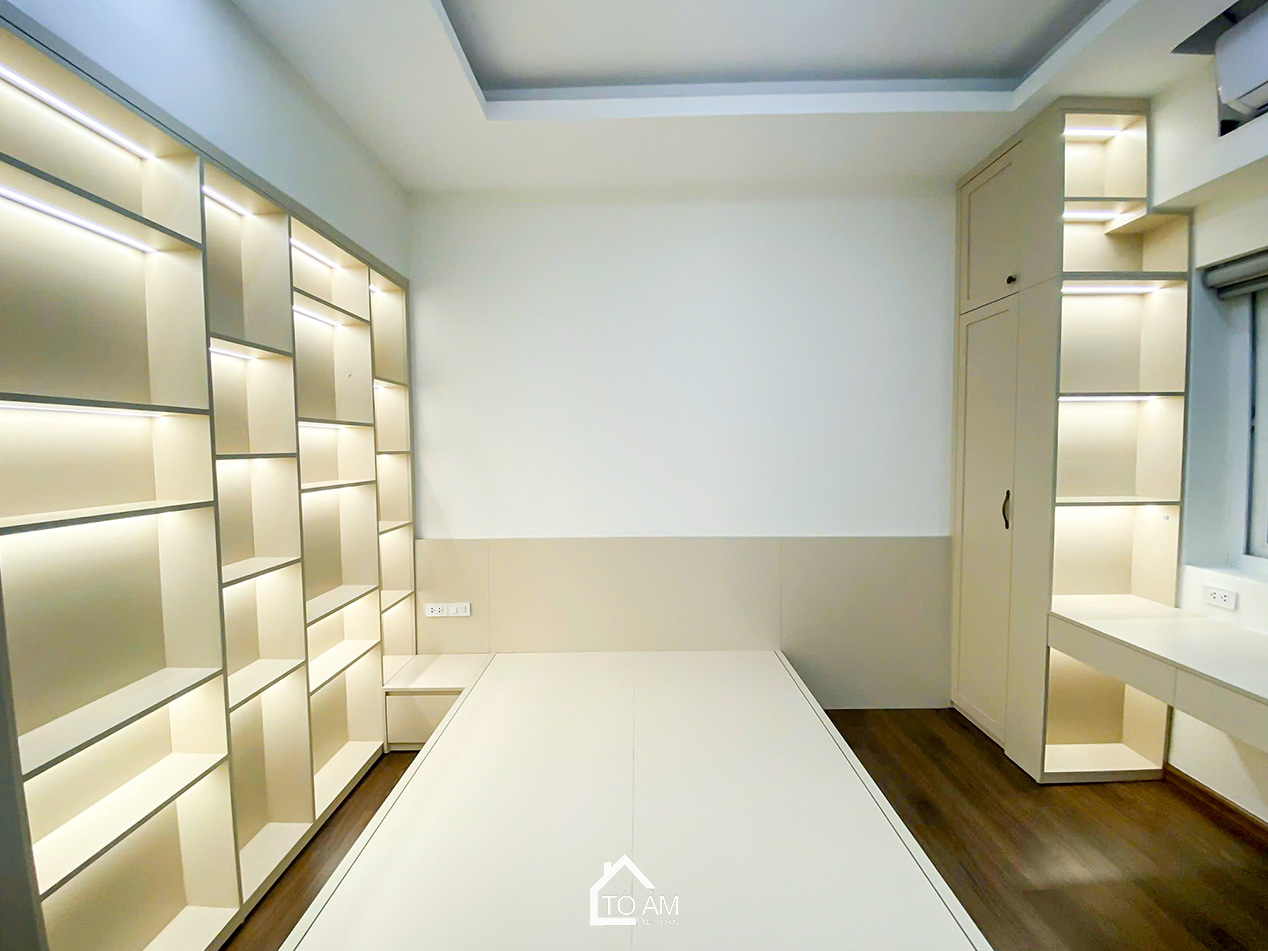 Phòng ngủ 3: Ngọt ngào – Thoáng sáng – Đậm chất Neo-classic - Hoàn thiện Chung cư 3 ngủ Cienco Thanh Xuân, Hoàng Đạo Thúy - Tổ Ấm Design