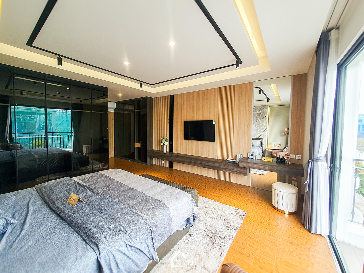 Tầng 3: Phòng ngủ master & phòng làm việc – Hoàn thiện Nhà mẫu Vinhomes Golden Avenue Móng Cái - Không gian nhà phố chữa lành - Tổ Ấm Design