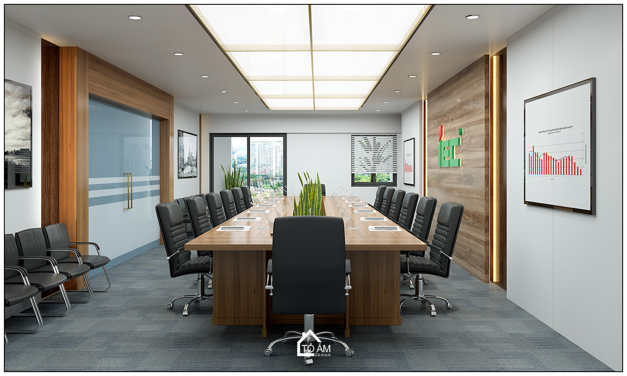 3D phòng họp lớn văn phòng công ty IEC phong cách hiện đại - 3D nội thất văn phòng công ty - Tổ Ấm Design