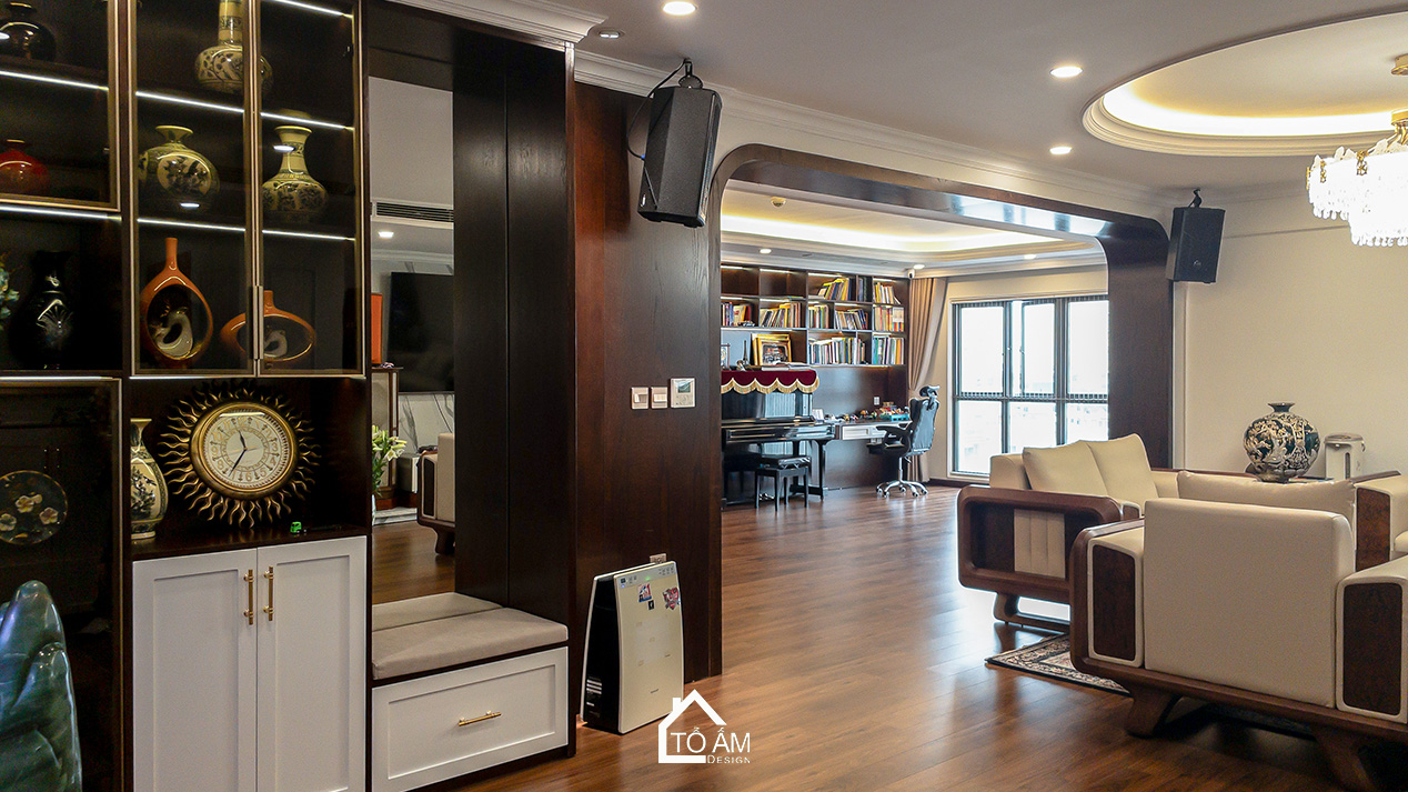 Phòng khách sang trọng – trái tim của căn hộ Chung cư đập thông 4 ngủ Hà Đông - Hoàn thiện Chung cư đập thông 4 ngủ Hà Đông – Mulberry Land - Tổ Ấm Design