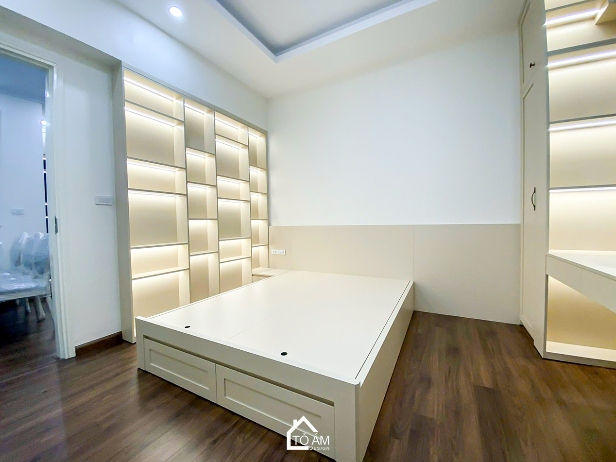 Phòng ngủ 3: Ngọt ngào – Thoáng sáng – Đậm chất Neo-classic - Hoàn thiện Chung cư 3 ngủ Cienco Thanh Xuân, Hoàng Đạo Thúy - Tổ Ấm Design