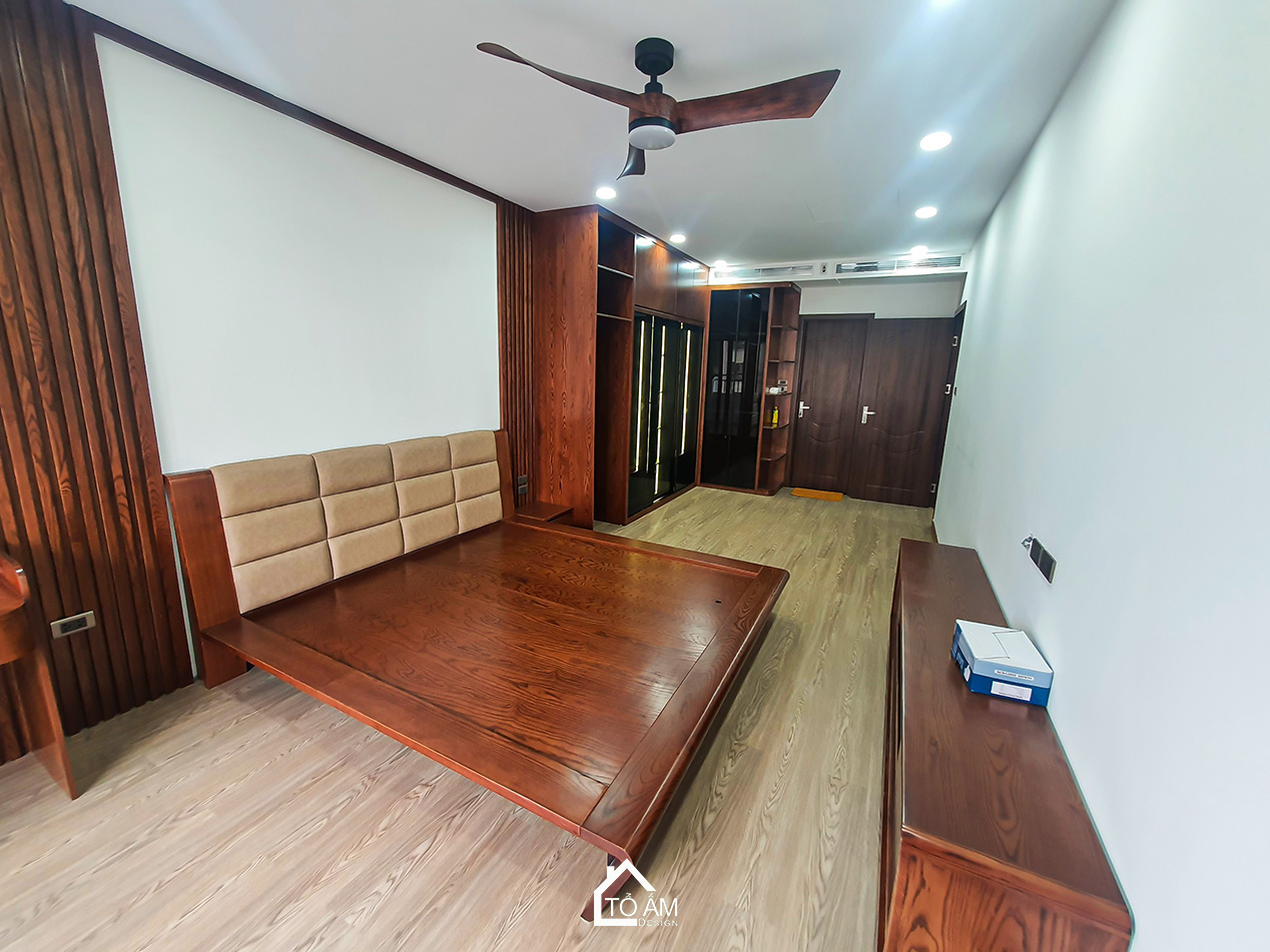 Phòng ngủ Master – Không gian nghỉ dưỡng của riêng gia chủ - Hoàn thiện nội thất Chung cư 3 ngủ tại tòa 24T2, Cầu Giấy phong cách hiện đại – Tổ Ấm Design