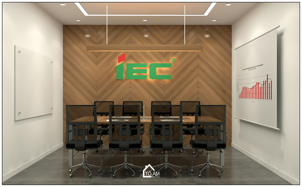 3D phòng họp nhỏ văn phòng công ty IEC phong cách hiện đại - 3D nội thất văn phòng công ty - Tổ Ấm Design