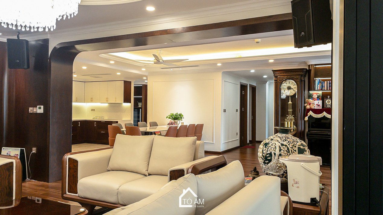 Phòng khách sang trọng – trái tim của căn hộ Chung cư đập thông 4 ngủ Hà Đông - Hoàn thiện Chung cư đập thông 4 ngủ Hà Đông – Mulberry Land - Tổ Ấm Design
