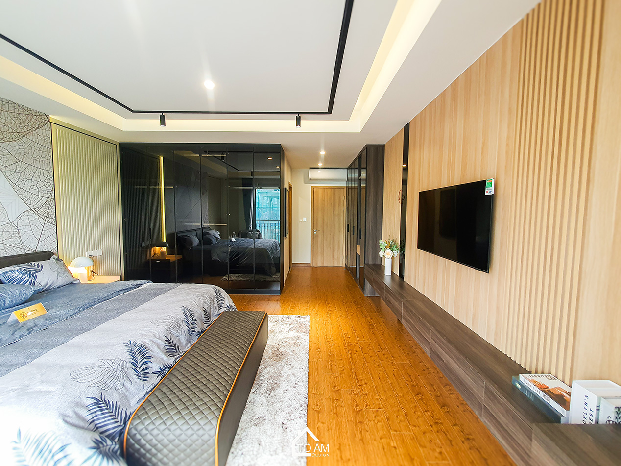 Tầng 3: Phòng ngủ master & phòng làm việc – Hoàn thiện Nhà mẫu Vinhomes Golden Avenue Móng Cái - Không gian nhà phố chữa lành - Tổ Ấm Design