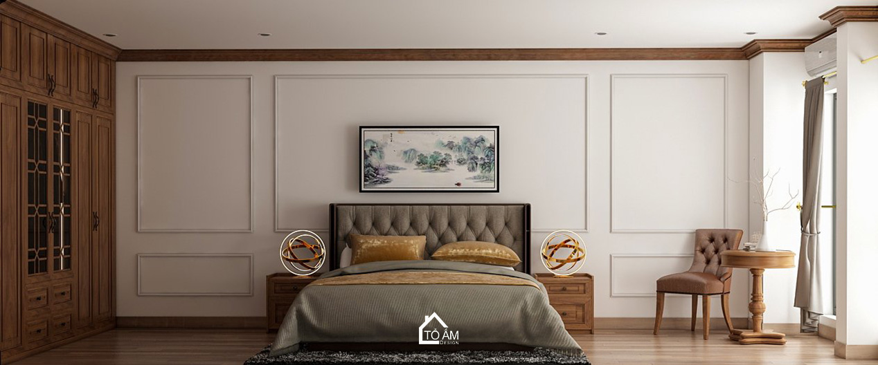 Phòng ngủ phong cách Tân cổ điển sang trọng - 3D nội thất văn phòng công ty PTM – Tổ Ấm Design