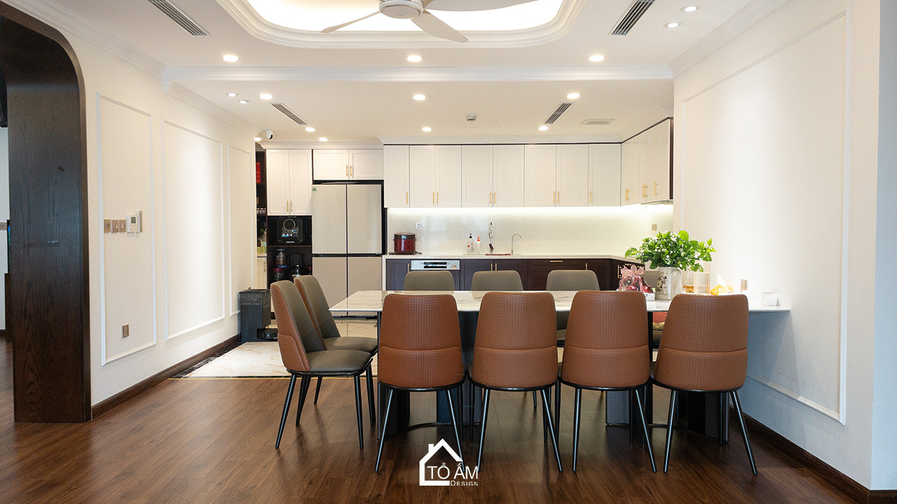 Không gian bếp & bàn ăn – nơi gắn kết mọi thành viên - Hoàn thiện Chung cư đập thông 4 ngủ Hà Đông – Mulberry Land - Tổ Ấm Design