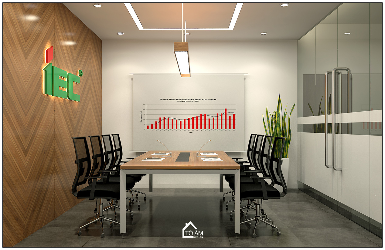 3D phòng họp nhỏ văn phòng công ty IEC phong cách hiện đại - 3D nội thất văn phòng công ty - Tổ Ấm Design