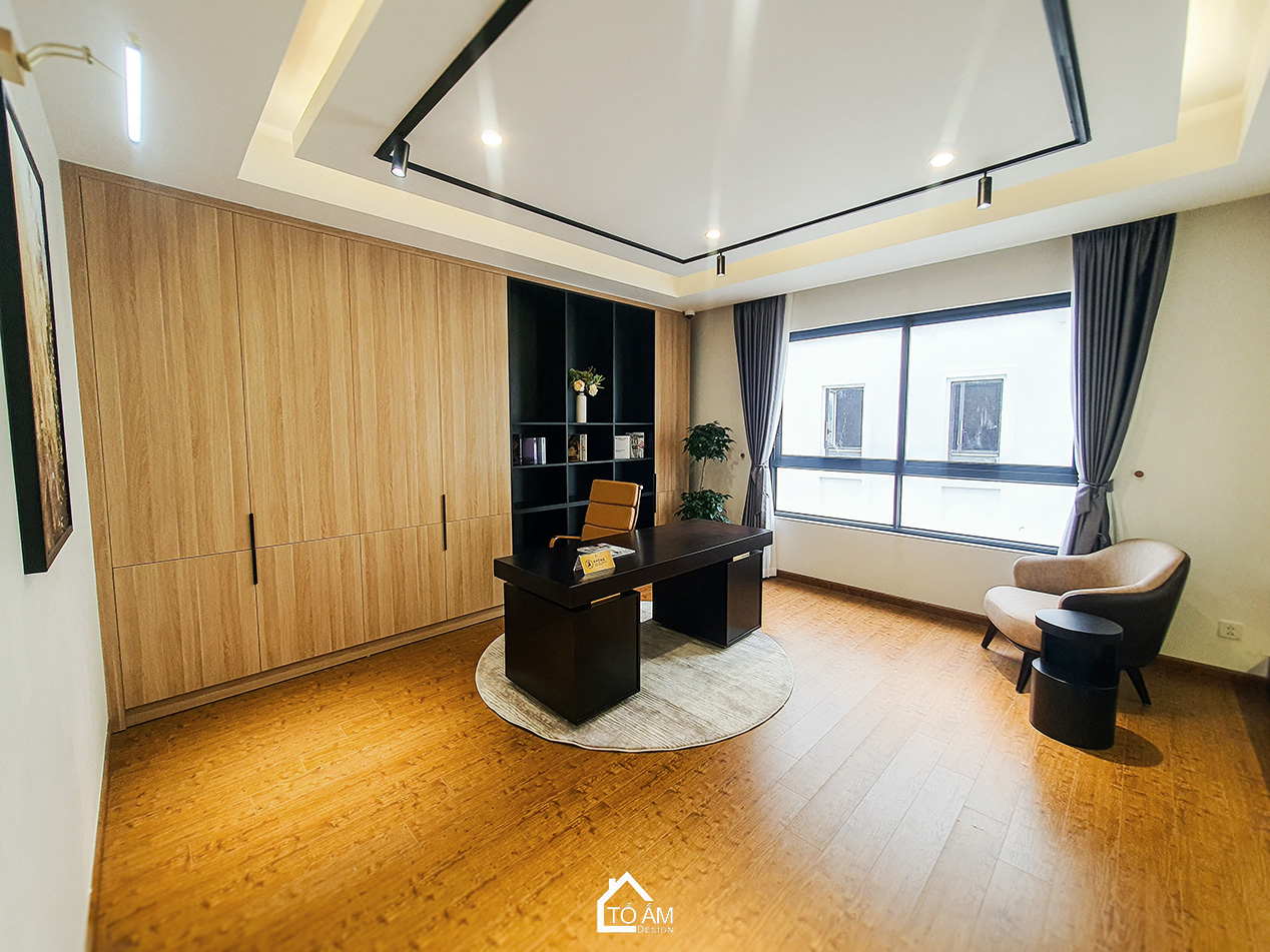 Tầng 3: Phòng ngủ master & phòng làm việc – Hoàn thiện Nhà mẫu Vinhomes Golden Avenue Móng Cái - Không gian nhà phố chữa lành - Tổ Ấm Design