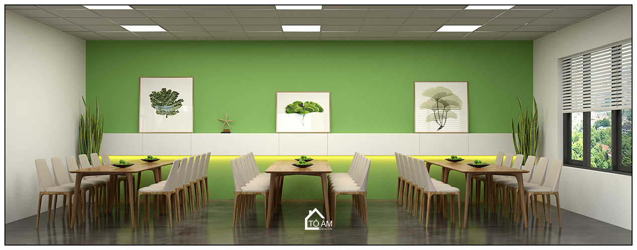 3D phòng ăn văn phòng công ty IEC phong cách hiện đại - 3D nội thất văn phòng công ty - Tổ Ấm Design