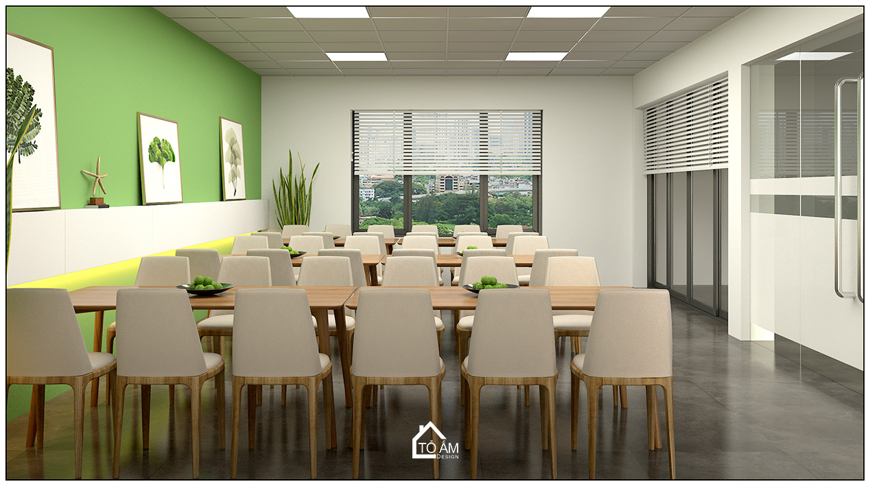 3D phòng ăn văn phòng công ty IEC phong cách hiện đại - 3D nội thất văn phòng công ty - Tổ Ấm Design