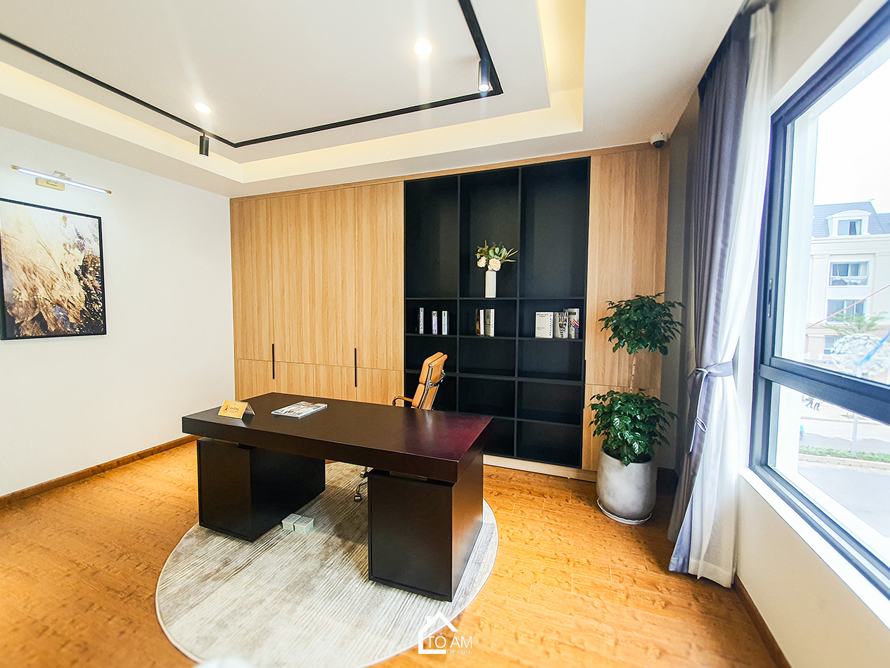 Tầng 3: Phòng ngủ master & phòng làm việc – Hoàn thiện Nhà mẫu Vinhomes Golden Avenue Móng Cái - Không gian nhà phố chữa lành - Tổ Ấm Design