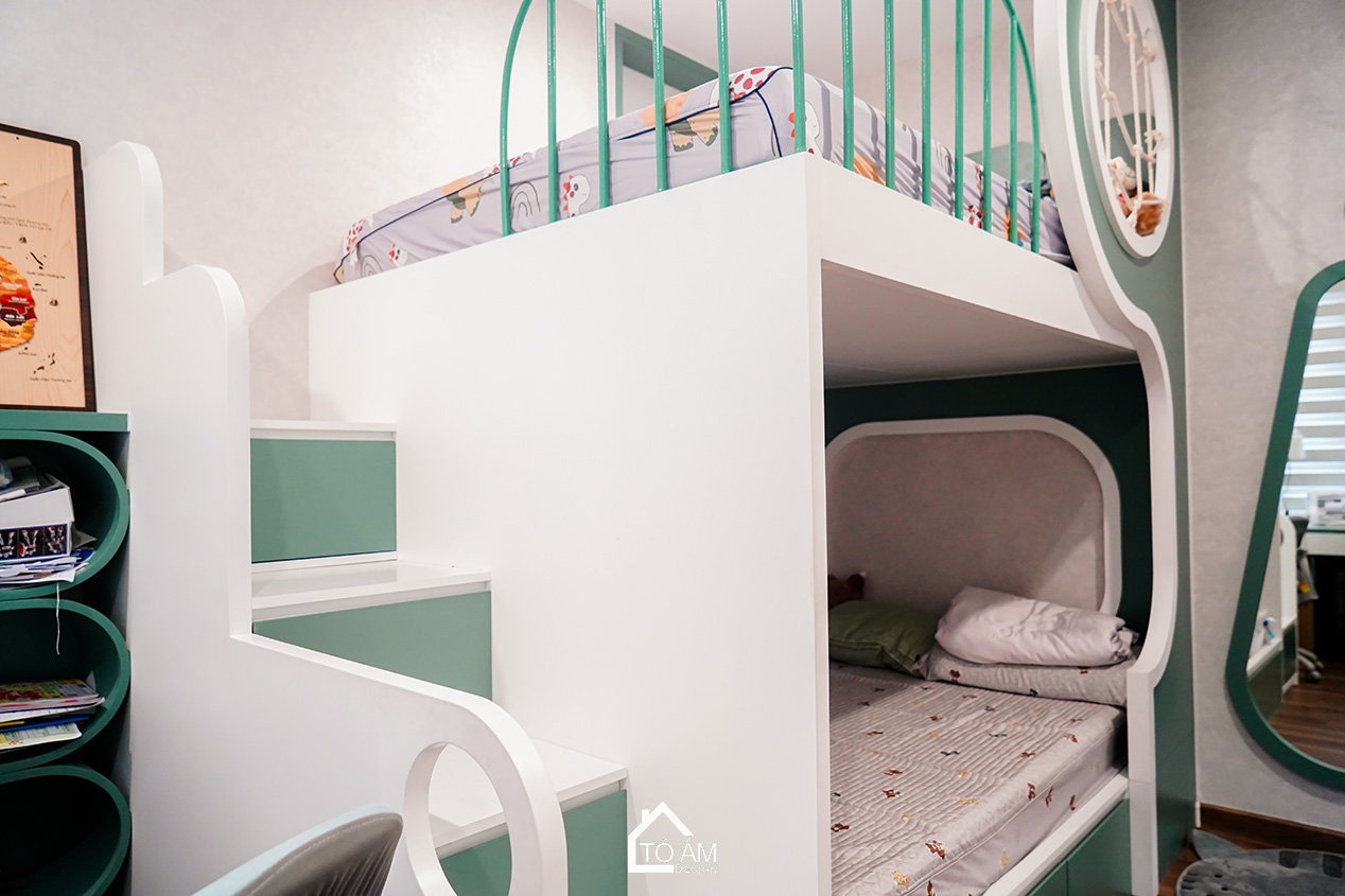 Phòng ngủ hai bé trai: Thế giới sáng tạo thu nhỏ trong Chung cư 3 ngủ Zurich 1 - Hoàn thiện Chung cư 3 ngủ Zurich 1, Ocean Park - Tổ Ấm Design