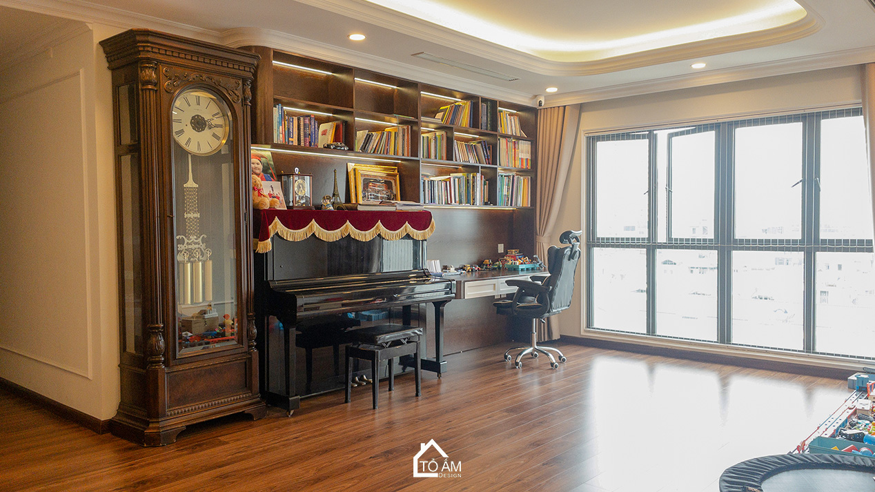 Không gian làm việc – yên tĩnh & truyền cảm hứng - Hoàn thiện Chung cư đập thông 4 ngủ Hà Đông, Mulberry Land - Tổ Ấm Design