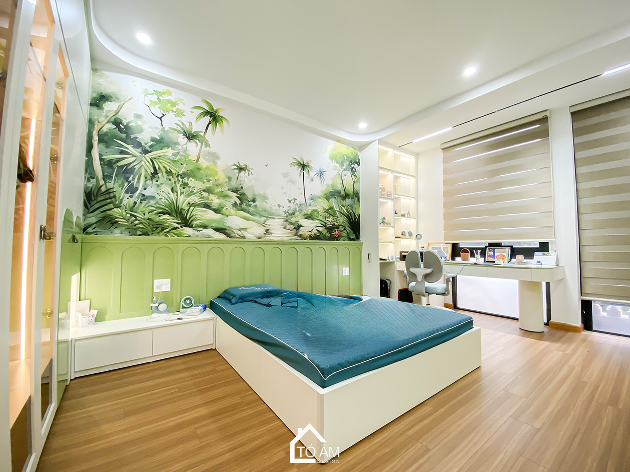 Phòng ngủ bé gái 2– Thiên nhiên & sự năng động trong Nhà phố - Hoàn Thiện Nhà Phố 4 Tầng Chữa Lành tại Vinhomes Imperia Hải Phòng - Tổ Ấm Design