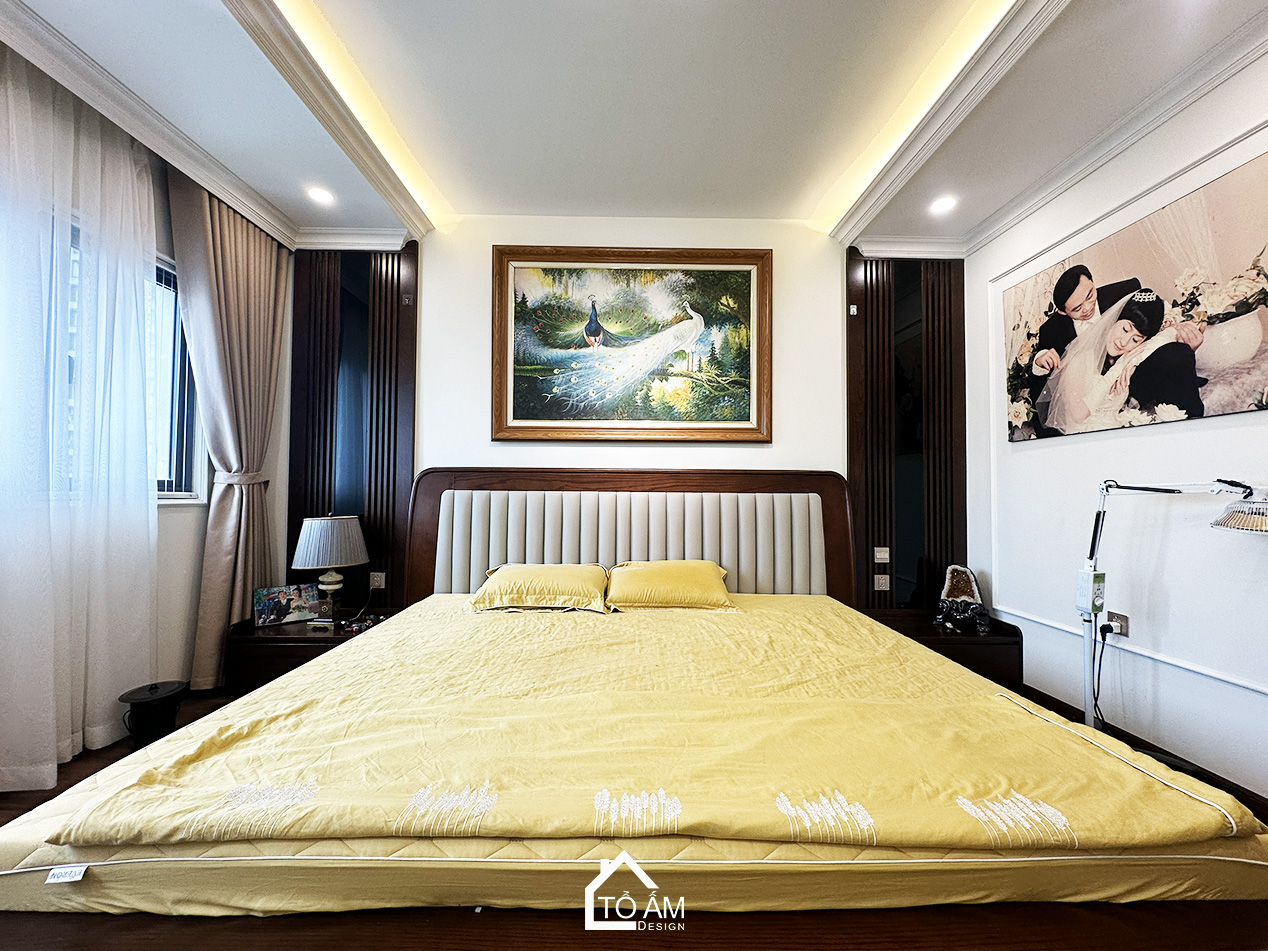 Phòng ngủ master – riêng tư, thanh lịch, đầy cảm xúc - Hoàn thiện Chung cư đập thông 4 ngủ Hà Đông, Mulberry Land - Tổ Ấm Design