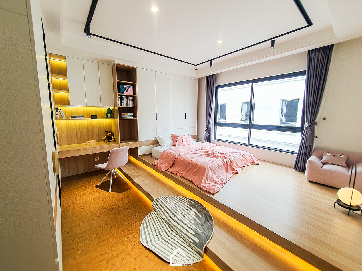 Tầng 4: Hai phòng ngủ nhỏ của con trai, con gái – Hoàn thiện Nhà mẫu Vinhomes Golden Avenue Móng Cái - Không gian nhà phố chữa lành - Tổ Ấm Design