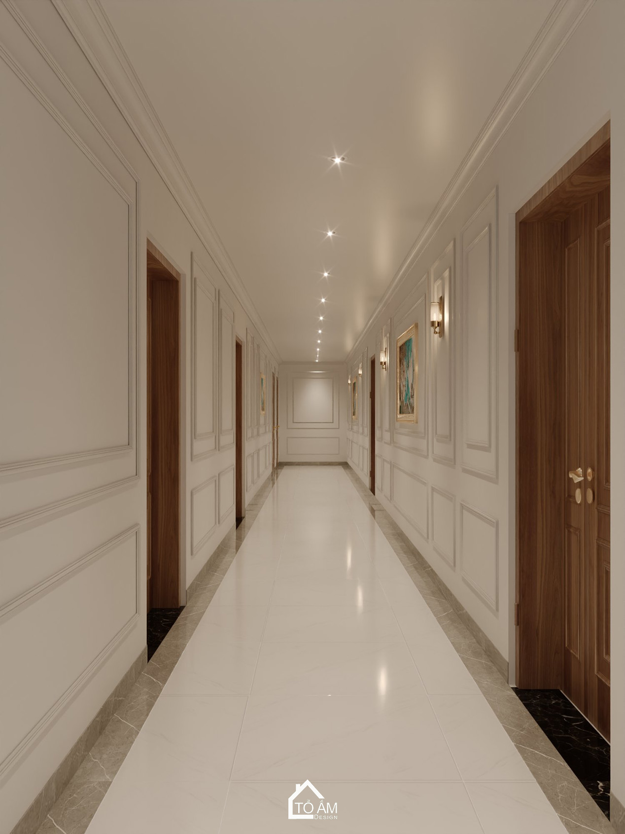 Sảnh nhà phong cách Tân cổ điển sang trọng - 3D nội thất văn phòng công ty PTM – Tổ Ấm Design