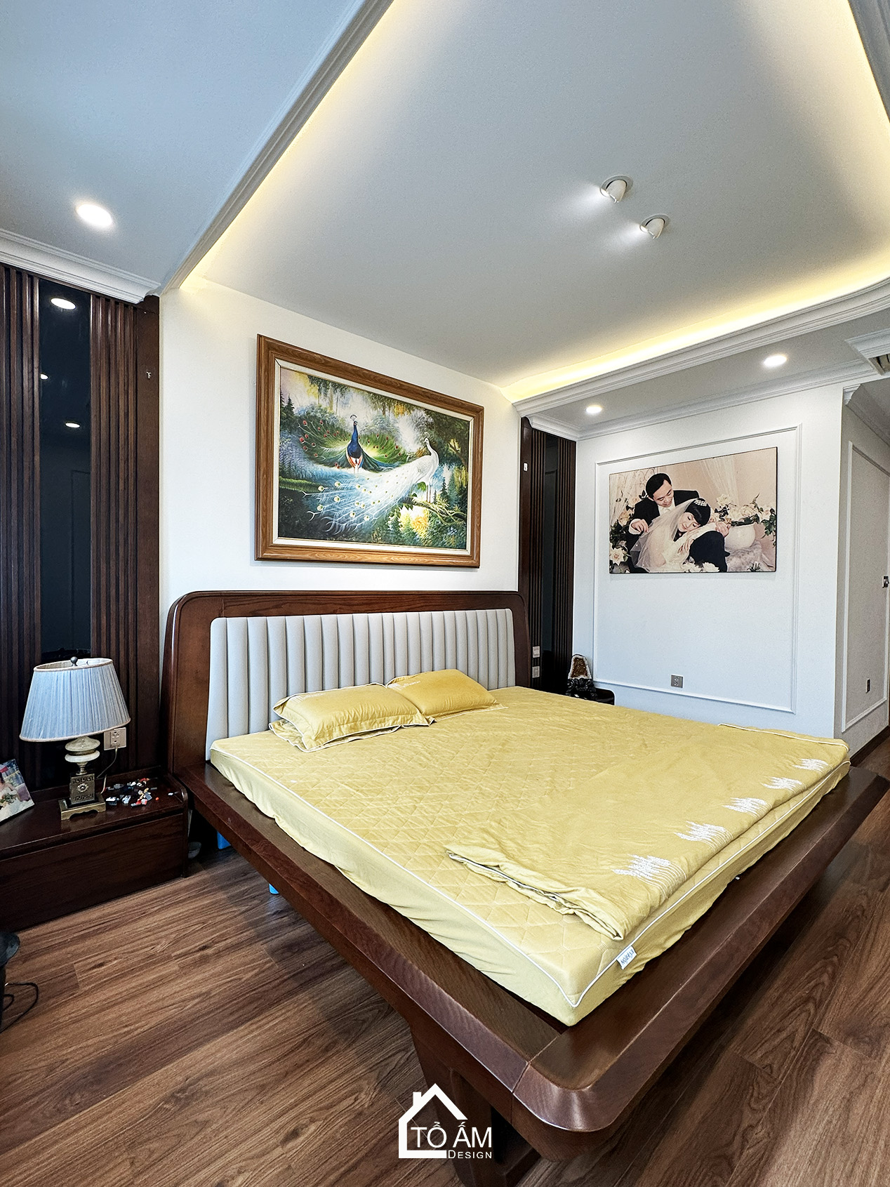 Phòng ngủ master – riêng tư, thanh lịch, đầy cảm xúc - Hoàn thiện Chung cư đập thông 4 ngủ Hà Đông, Mulberry Land - Tổ Ấm Design