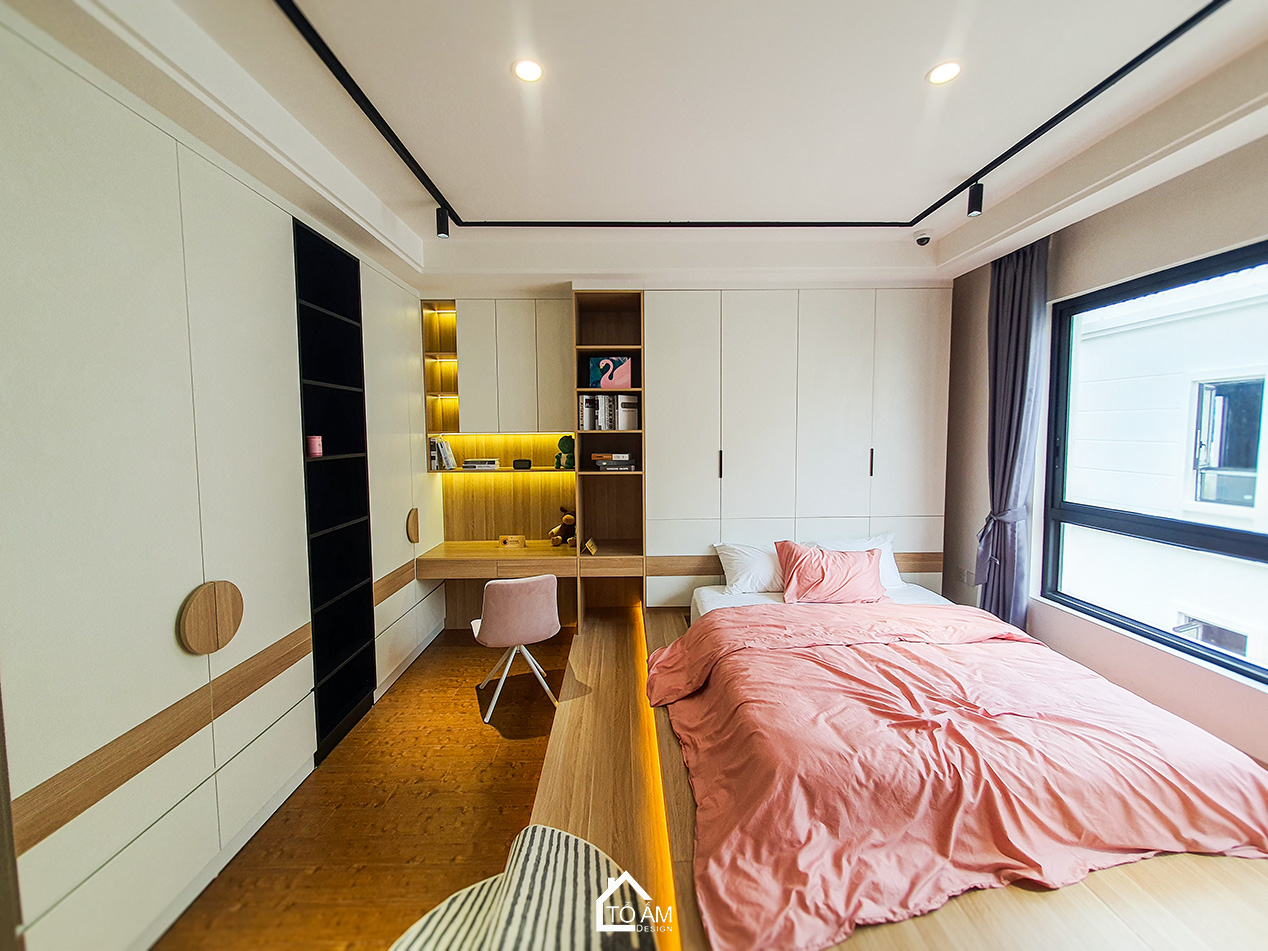 Tầng 4: Hai phòng ngủ nhỏ của con trai, con gái – Hoàn thiện Nhà mẫu Vinhomes Golden Avenue Móng Cái - Không gian nhà phố chữa lành - Tổ Ấm Design