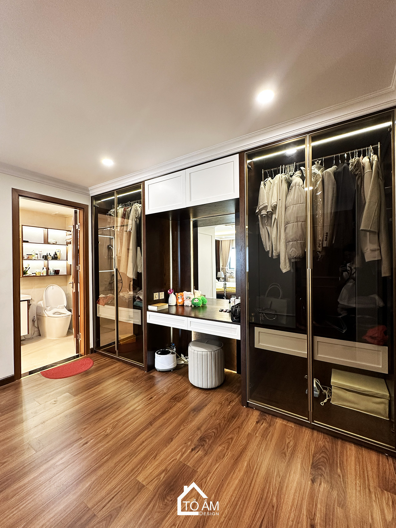 Phòng ngủ master – riêng tư, thanh lịch, đầy cảm xúc - Hoàn thiện Chung cư đập thông 4 ngủ Hà Đông, Mulberry Land - Tổ Ấm Design