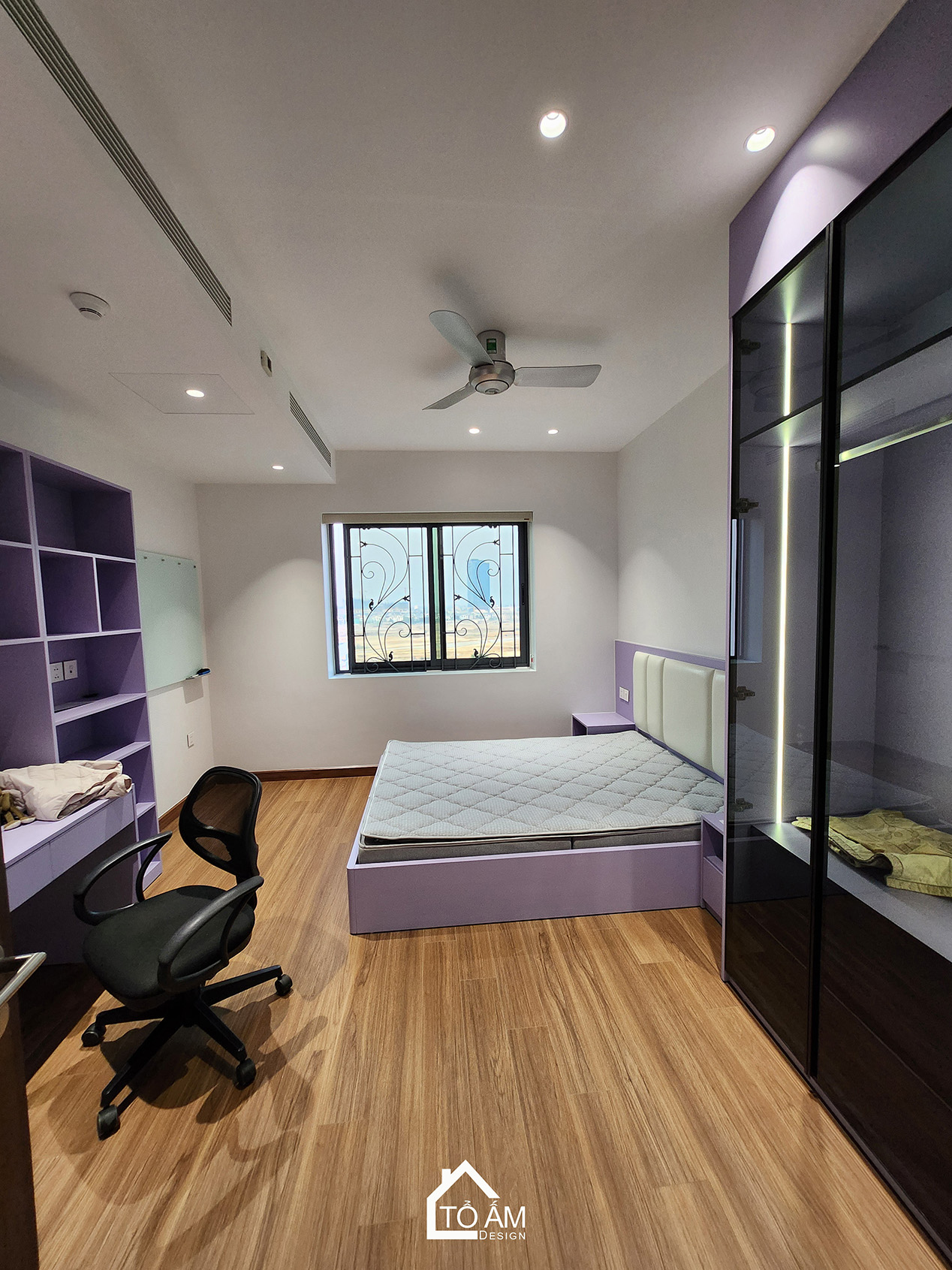 Phòng ngủ con gái: Trẻ trung – nhẹ nhàng – cảm hứng học tập - Hoàn thiện Chung cư 2 ngủ tại Tòa Ciputra, Tây Hồ - Tổ Ấm Design 