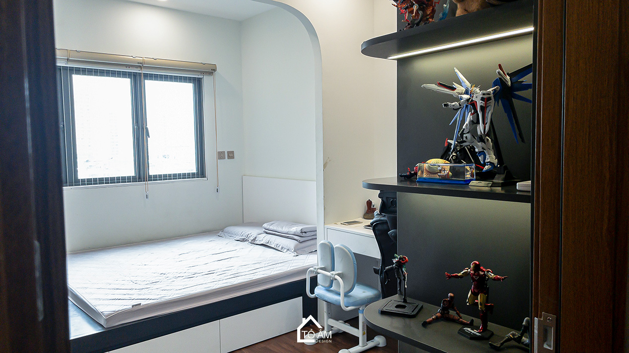 Phòng ngủ con trai 2 – sáng tạo, cá tính, đậm dấu ấn riêng - Hoàn thiện Chung cư đập thông 4 ngủ Hà Đông, Mulberry Land - Tổ Ấm Design