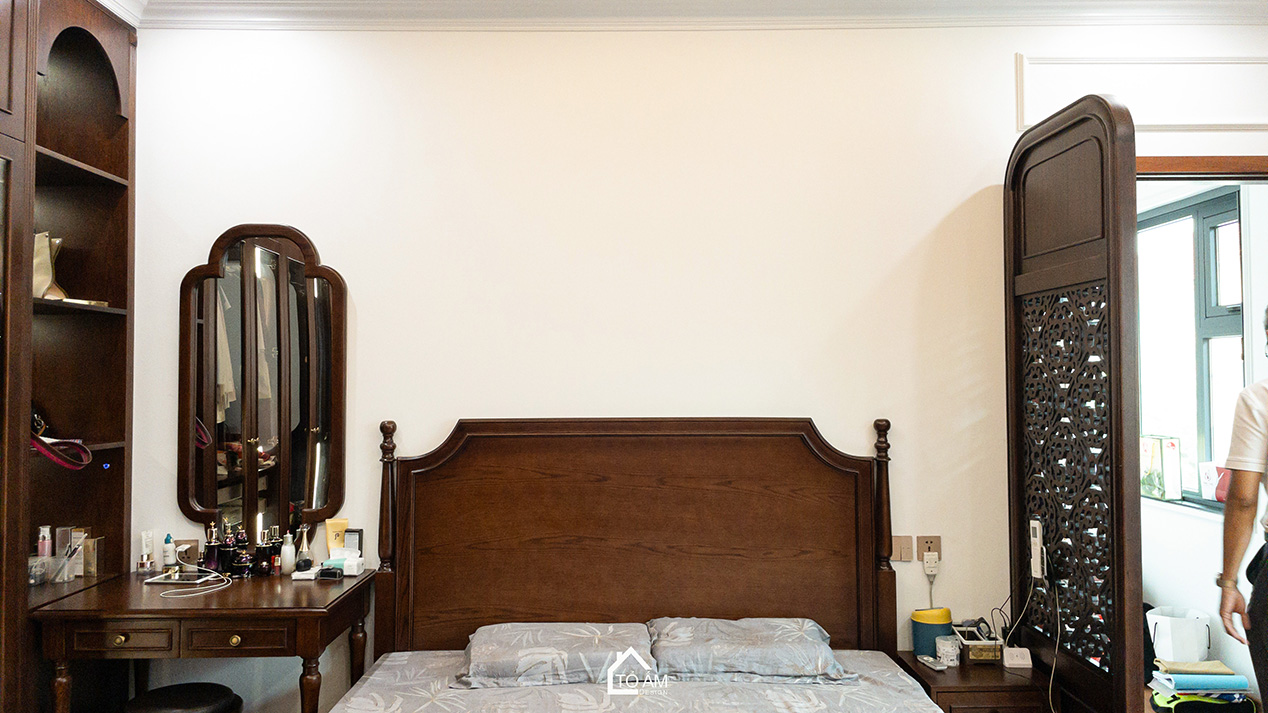 Phòng ngủ Master: Tĩnh tại – Riêng tư – Đậm chất Đông Dương  - Hoàn thiện công trình Biệt thự sân vườn Đông Anh - Tổ Ấm Design