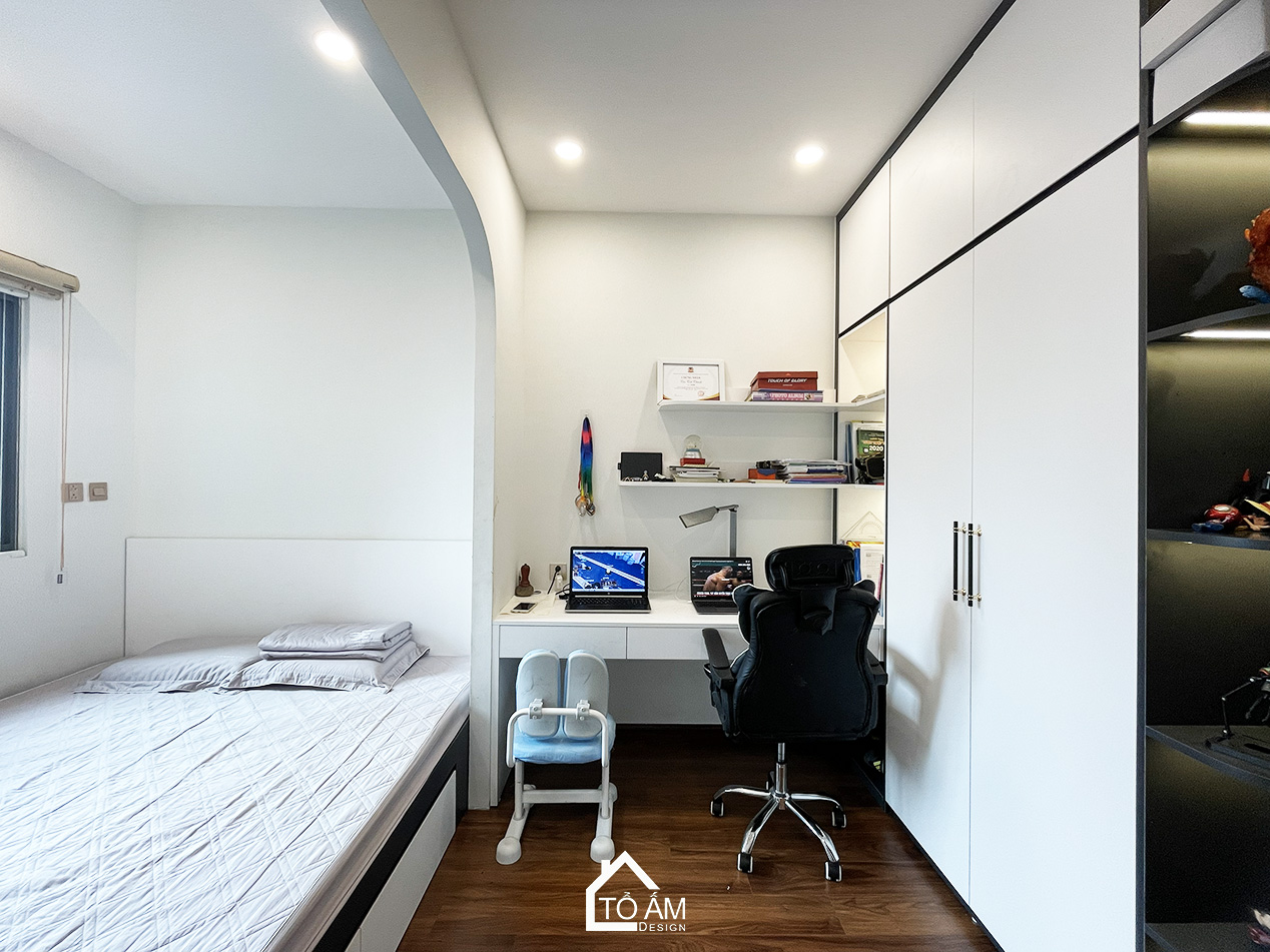 Phòng ngủ con trai 2 – sáng tạo, cá tính, đậm dấu ấn riêng - Hoàn thiện Chung cư đập thông 4 ngủ Hà Đông, Mulberry Land - Tổ Ấm Design