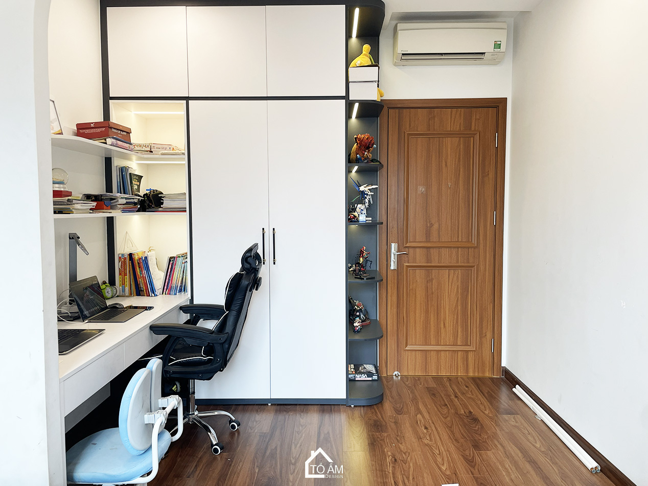 Phòng ngủ con trai 2 – sáng tạo, cá tính, đậm dấu ấn riêng - Hoàn thiện Chung cư đập thông 4 ngủ Hà Đông, Mulberry Land - Tổ Ấm Design