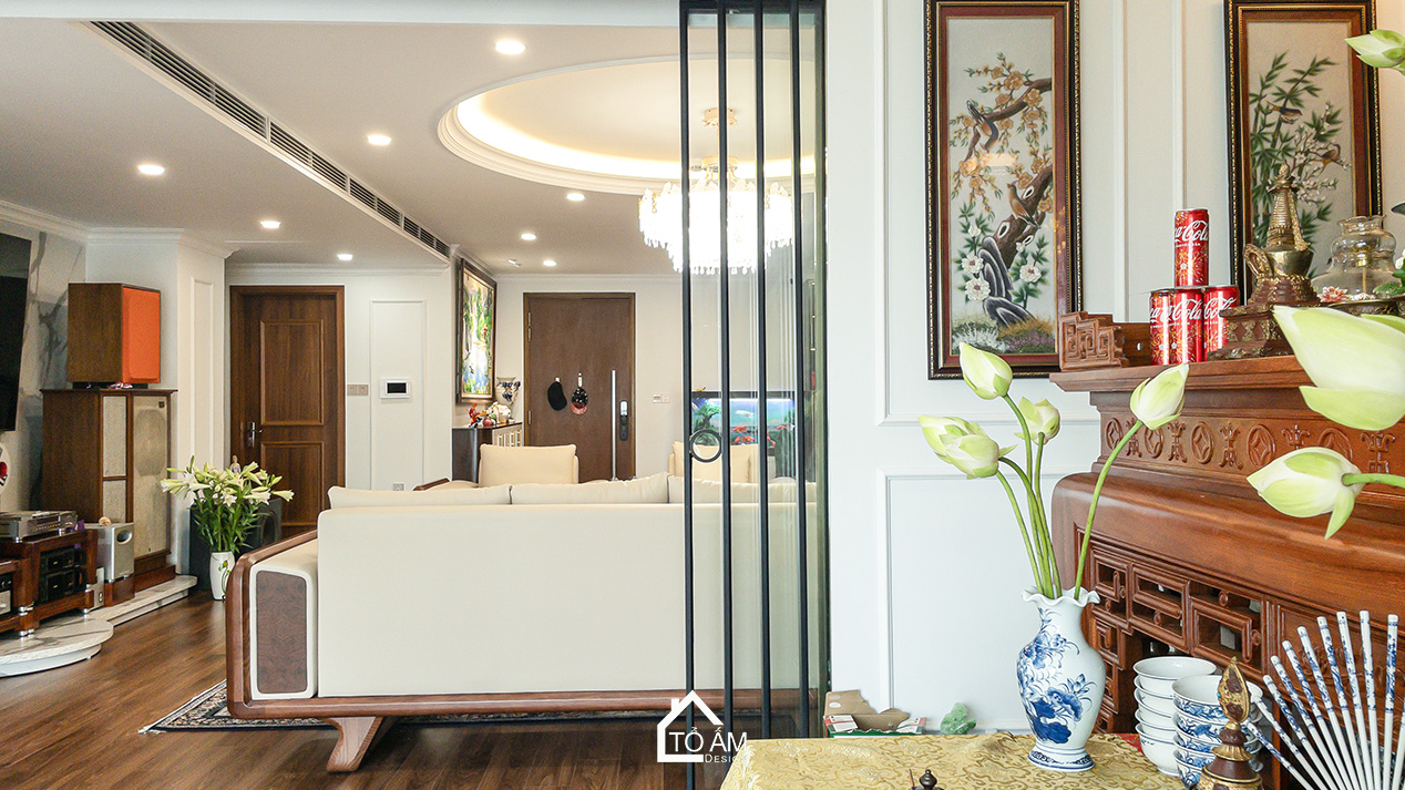 Phòng thờ – trang trọng & chuẩn phong thủy Á Đông - Hoàn thiện Chung cư đập thông 4 ngủ Hà Đông, Mulberry Land - Tổ Ấm Design